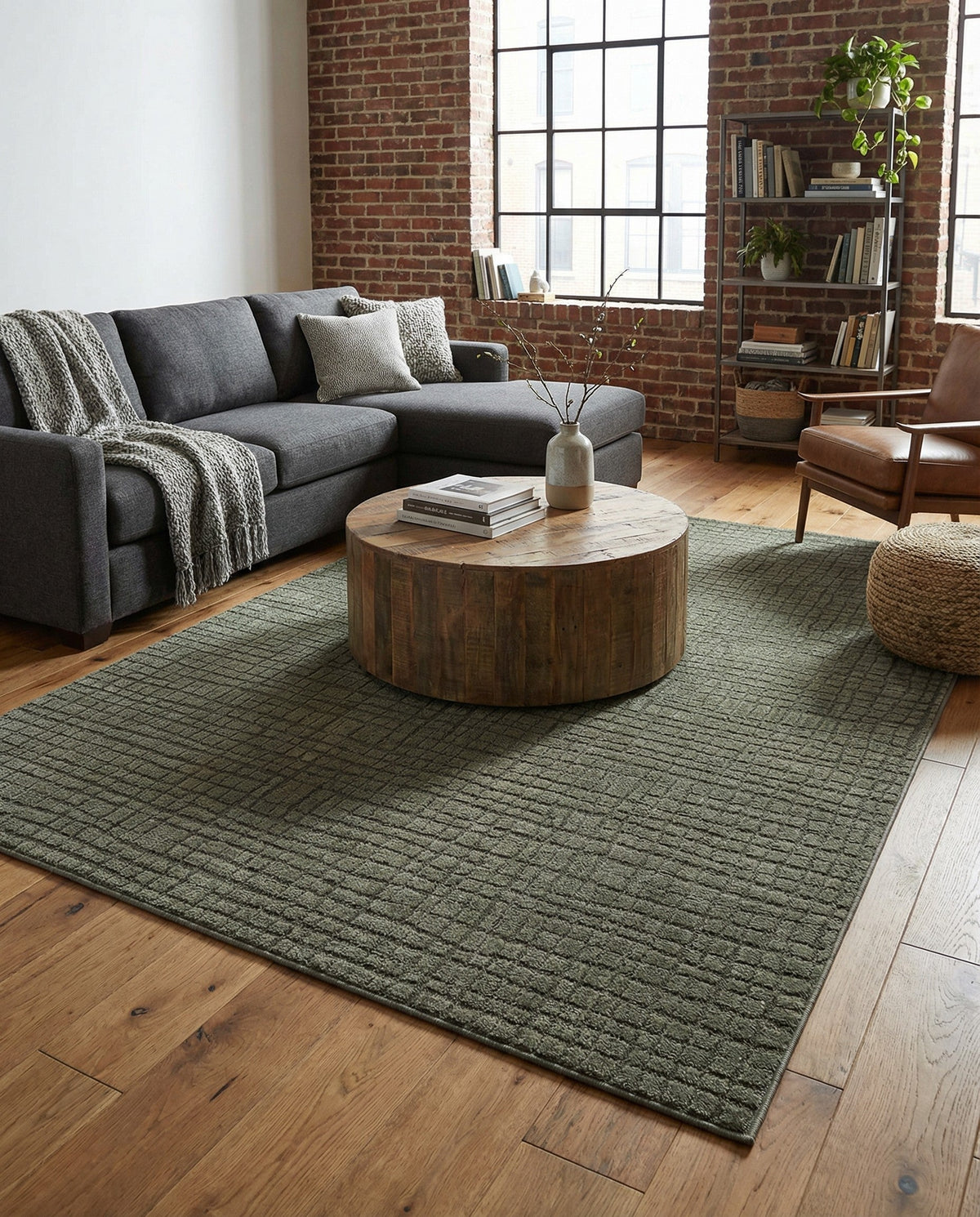 Haven Tapestry Collection Area Rug - WhisperingFalls Rectangle Vintage Army Green  lifestyle 10