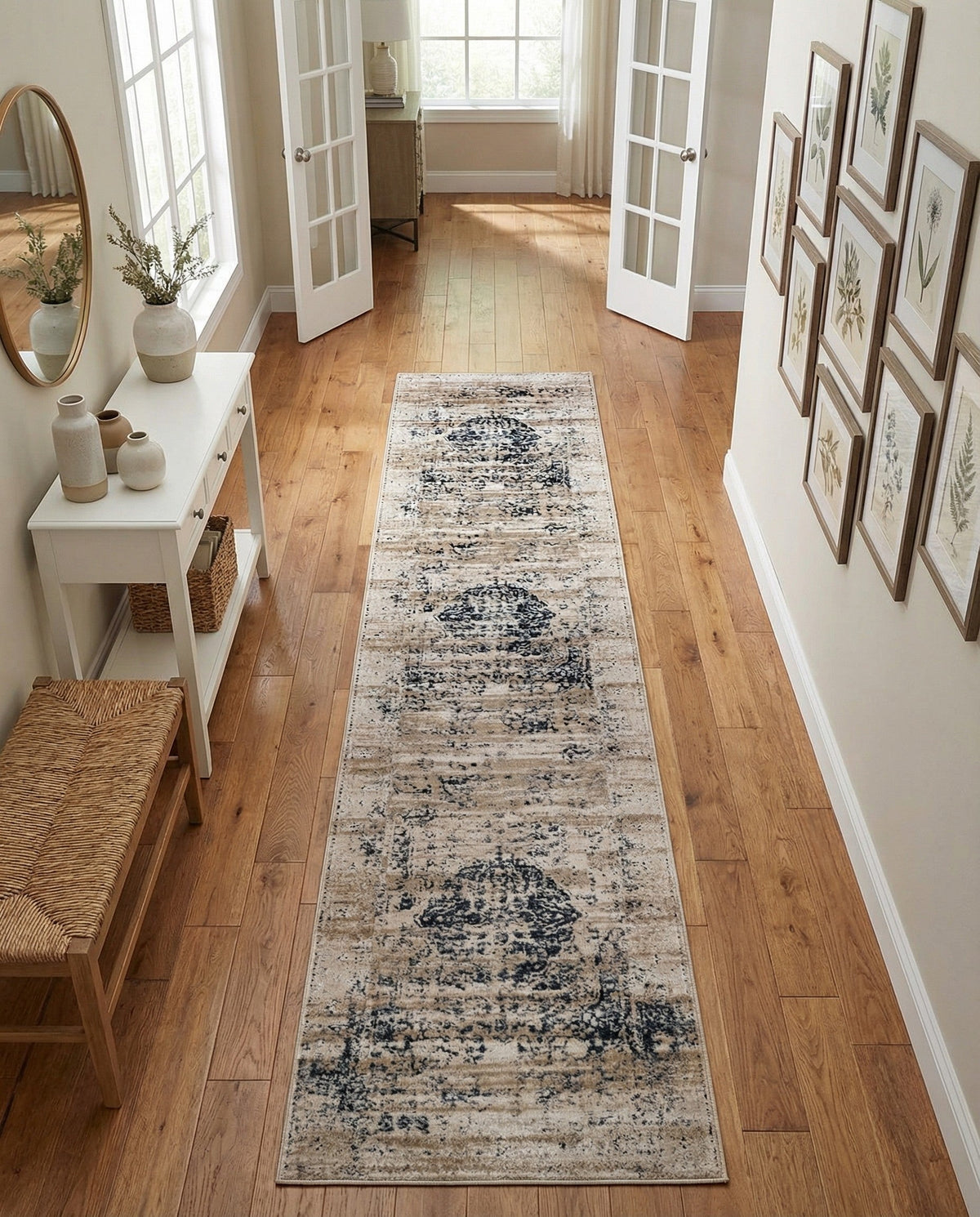 Coastal Manor Collection Area Rug -  Dunes Runner Dark Blue  lifestyle 102