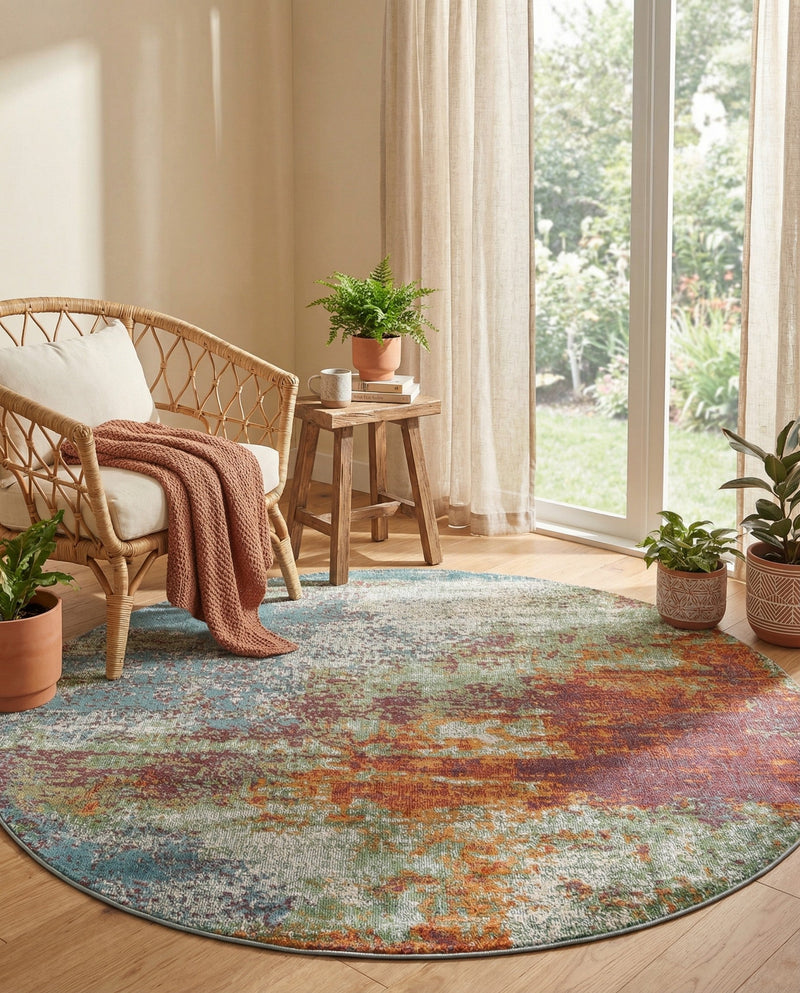 Arcadia Rugs Collection Area Rug -  Avalon Round Multi  lifestyle 37
