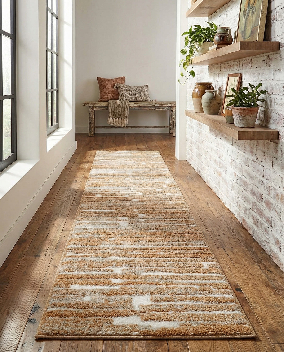 Sienna Collection Area Rug -  Rome Runner Caramel and Ivory  lifestyle 167
