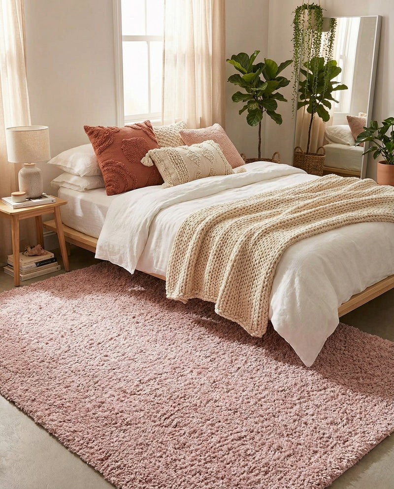 Cozy Comfort Shag Collection Area Rug - Haven (Pink) Rectangle Pink  lifestyle 19