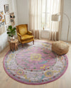 Arcadia Rugs Collection Area Rug - Eden (Pink) Round Pink  lifestyle 75