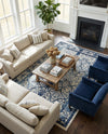 Horizon Collection Area Rug -  Sierra Rectangle Ivory and Blue  lifestyle 33