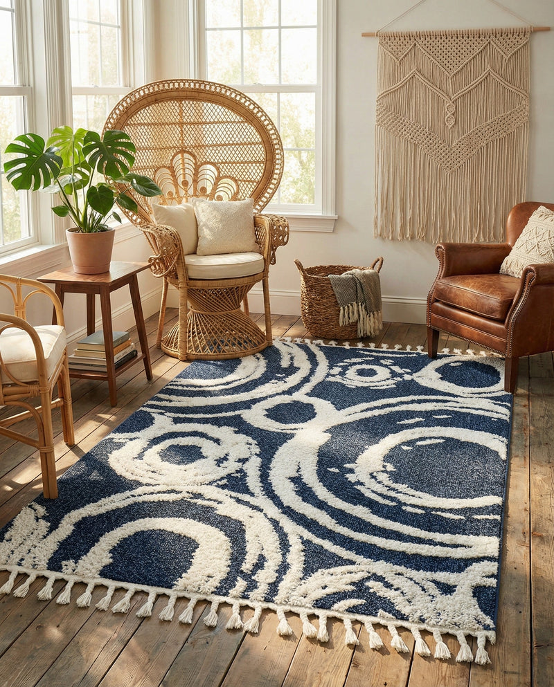 Sahara Chic Collection Area Rug -  Nubia Rectangle Blue  lifestyle 57