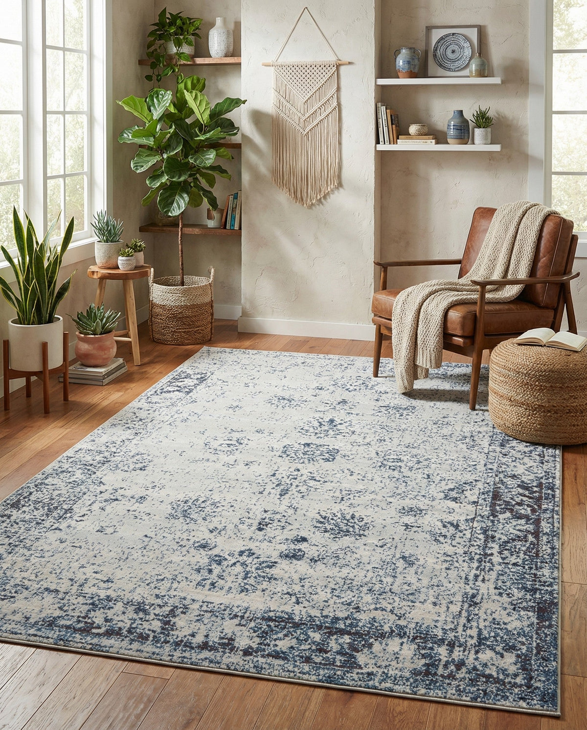Riviera Elegance Collection Area Rug - Antibes (Light Blue) Rectangle Light Blue  lifestyle 17