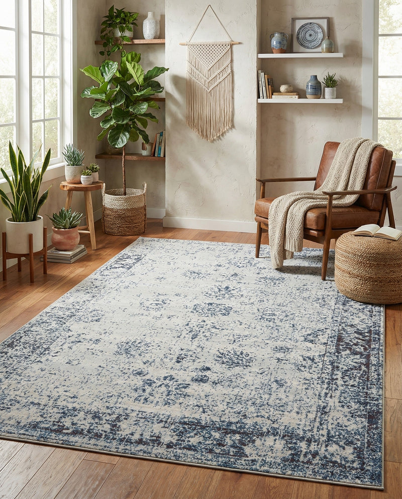 Riviera Elegance Collection Area Rug - Antibes (Light Blue) Rectangle Light Blue  lifestyle 17