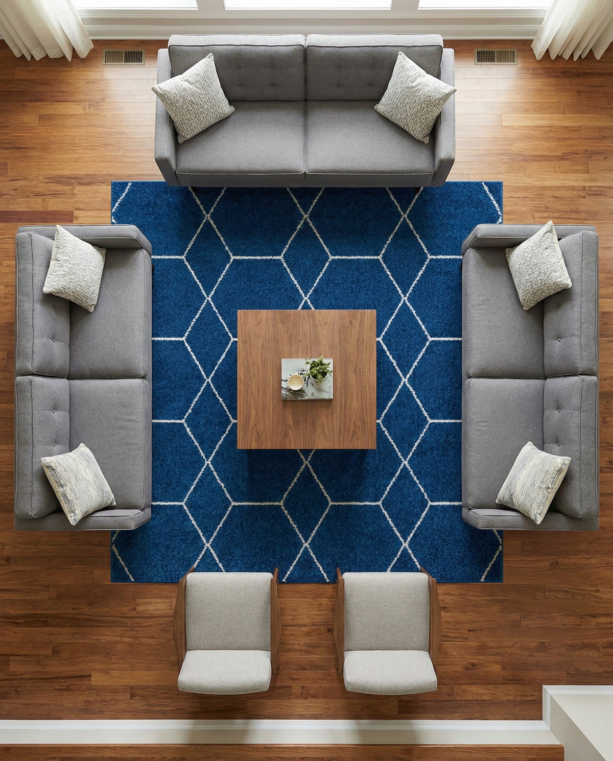 Trellis Mosaic Collection Area Rug - Arborville (Navy Blue) Square Navy Blue  lifestyle 65
