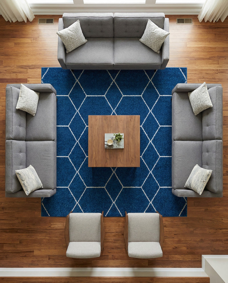 Trellis Mosaic Collection Area Rug - Arborville (Navy Blue) Square Navy Blue  lifestyle 65