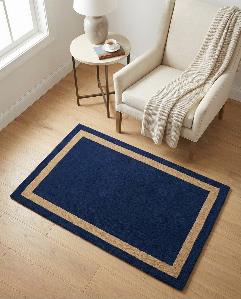 Savannah Borders Wool Collection Area Rug - Chatham Rectangle Cobalt Blue  lifestyle 42