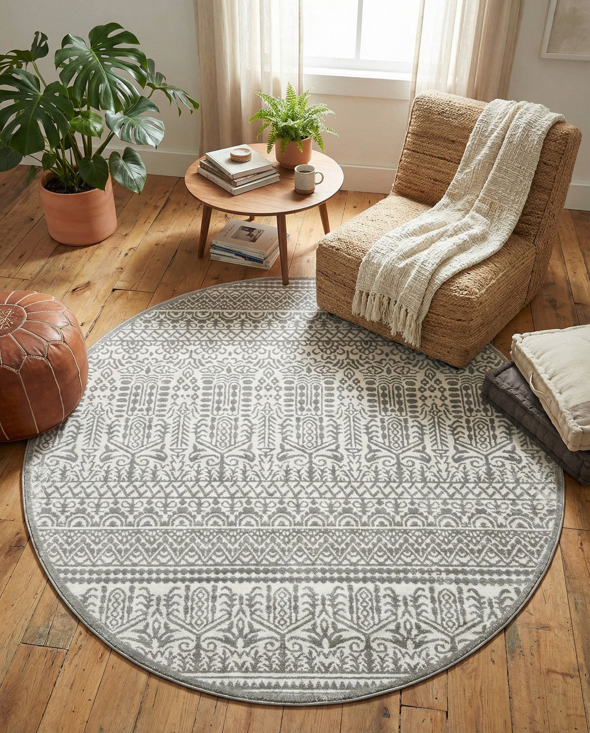 Metro Heights Collection Area Rug -  Chelsea Round Gray  lifestyle 125