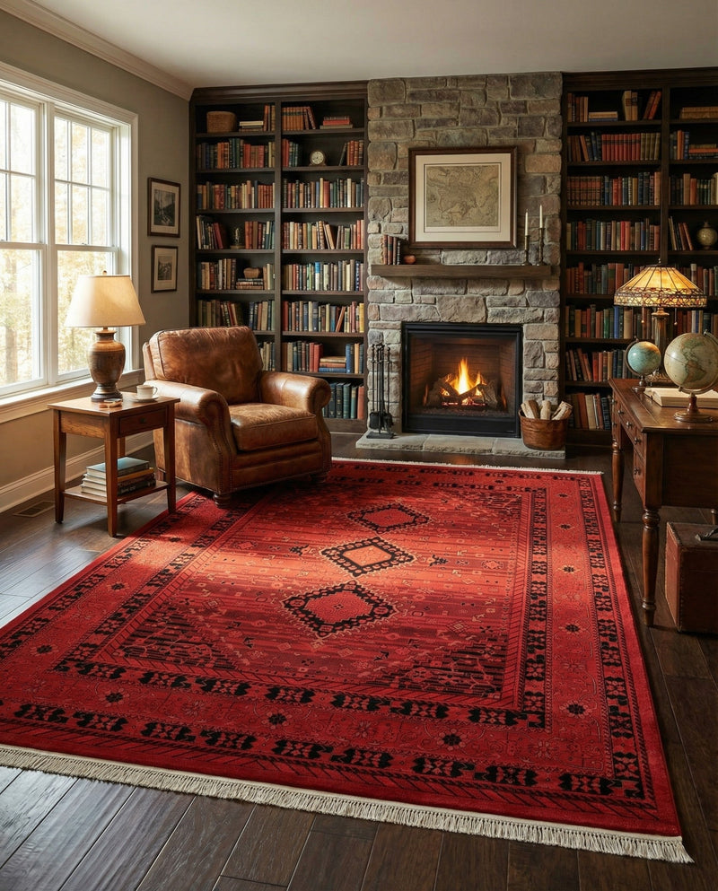 Samarkand Elegance Collection Area Rug -  Zarafshan Rectangle Red  lifestyle 26
