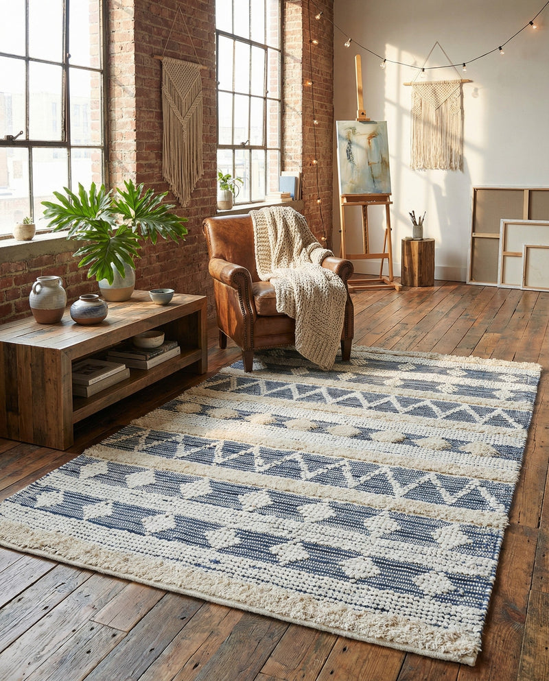 Cotton Punjab Passage Collection Area Rug - Amritsar Rectangle Ivory  lifestyle 13