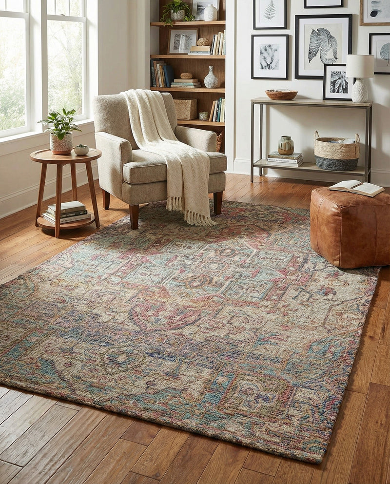 Savannah Threads Collection Area Rug -  Karoo Rectangle Antique Red and Blue  lifestyle 4