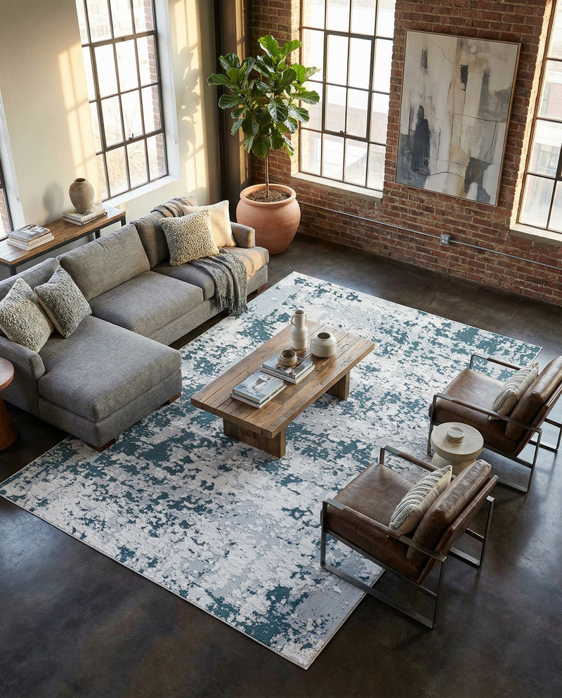 Cathedral Elegance Collection Area Rug -  Basilica Rectangle Navy Blue  lifestyle 69