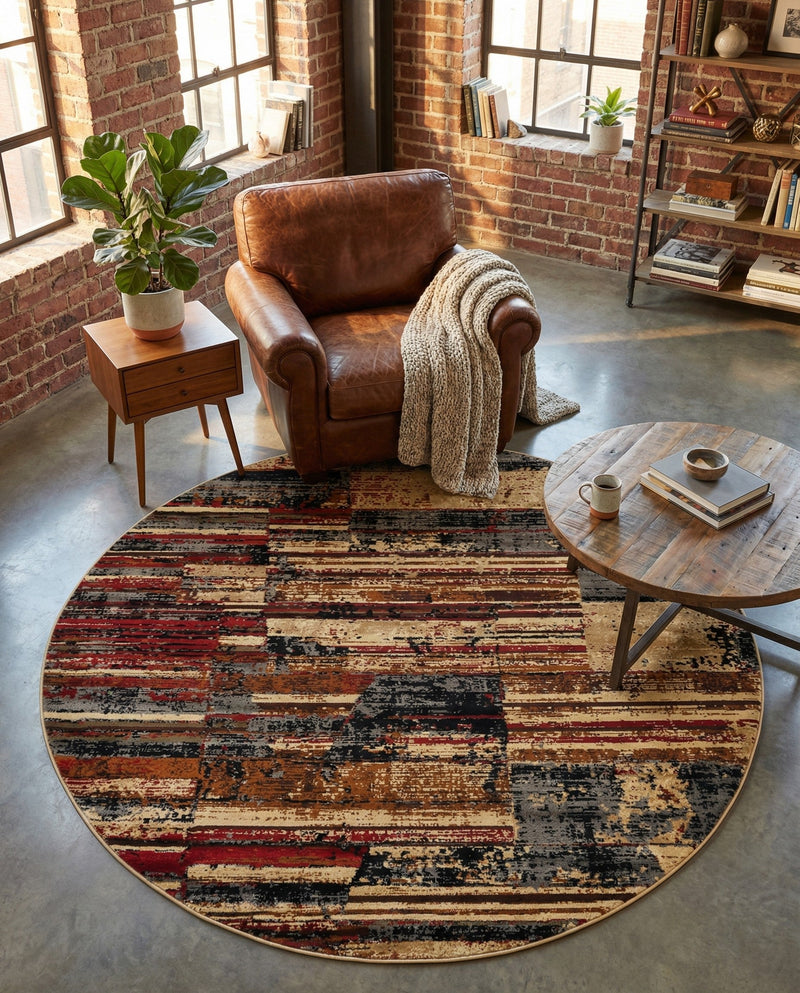 Neptune Elegance Collection Area Rug - Triton Round Multi  lifestyle 22
