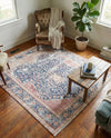 Bazaar Chic Collection Area Rug -  Rabat Square Navy Blue  lifestyle 48