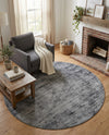 Sahara Essence Collection Area Rug - Oasis (Black) Round Black  lifestyle 70