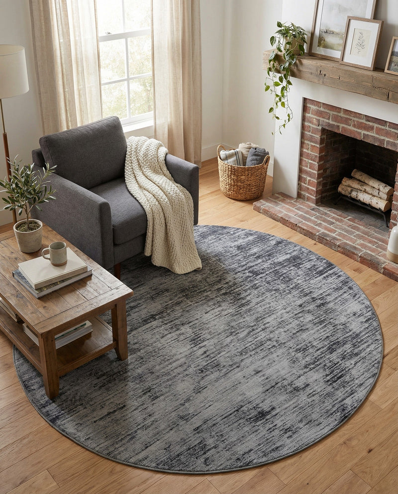 Sahara Essence Collection Area Rug - Oasis (Black) Round Black  lifestyle 70