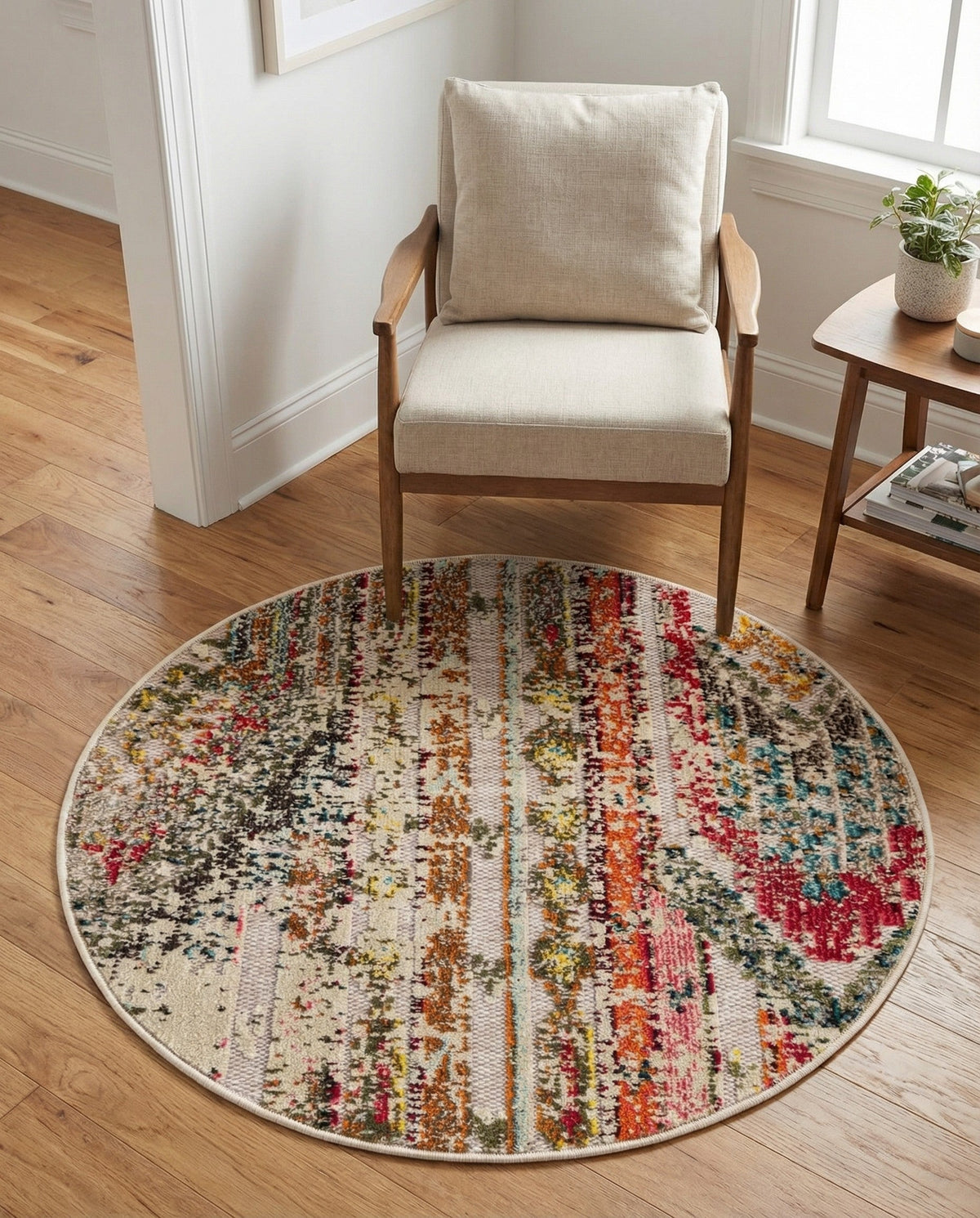 Outdoor Marrakesh Collection Area Rug -  Agadir Round Multi Beige  lifestyle 164