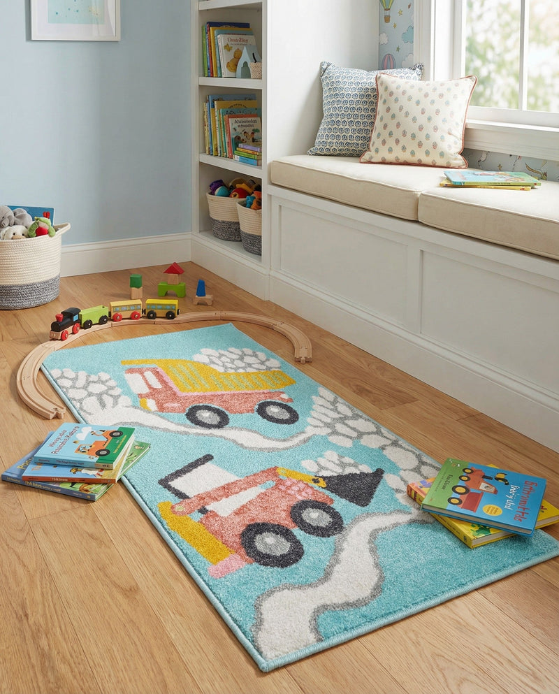 Wonder Tykes Collection Area Rug -  Labyrinth Runner Teal  lifestyle 34