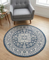 Tribal Terrace Treasures Collection Area Rug -  Incan Isle (Blue) Round Blue  lifestyle 29