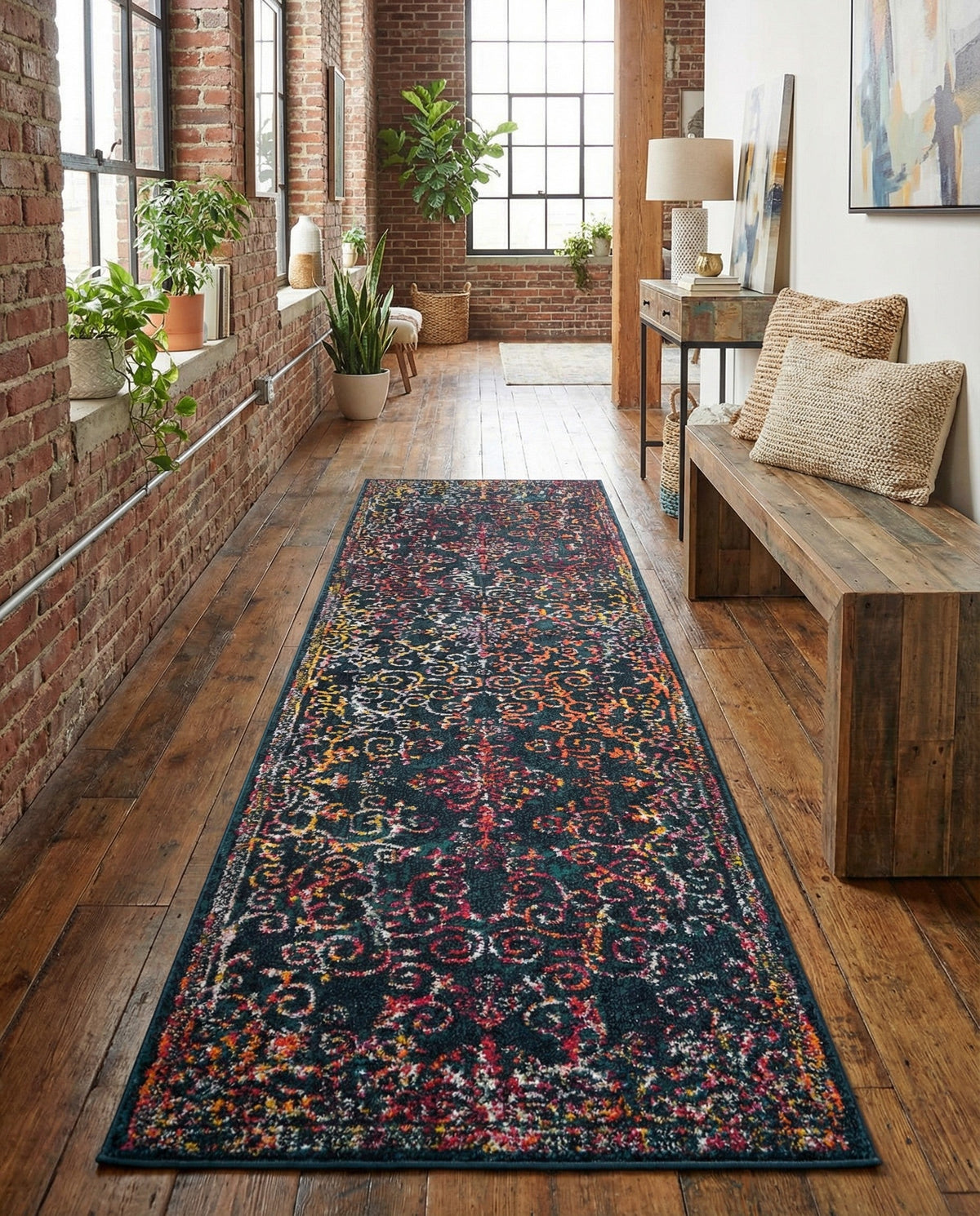 Brighton Terrace Collection Area Rug -  Saltdean Runner Navy Blue  lifestyle 123