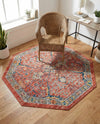 Seville Stripes Collection Area Rug -  Malaga (Brick Red) Octagon Brick Red  lifestyle 80