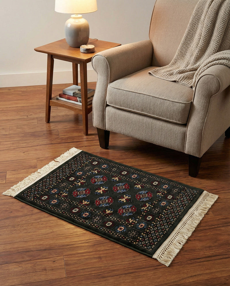 Samarkand Elegance Collection Area Rug -  Margilan (Dark Green) Rectangle Dark Green  lifestyle 9