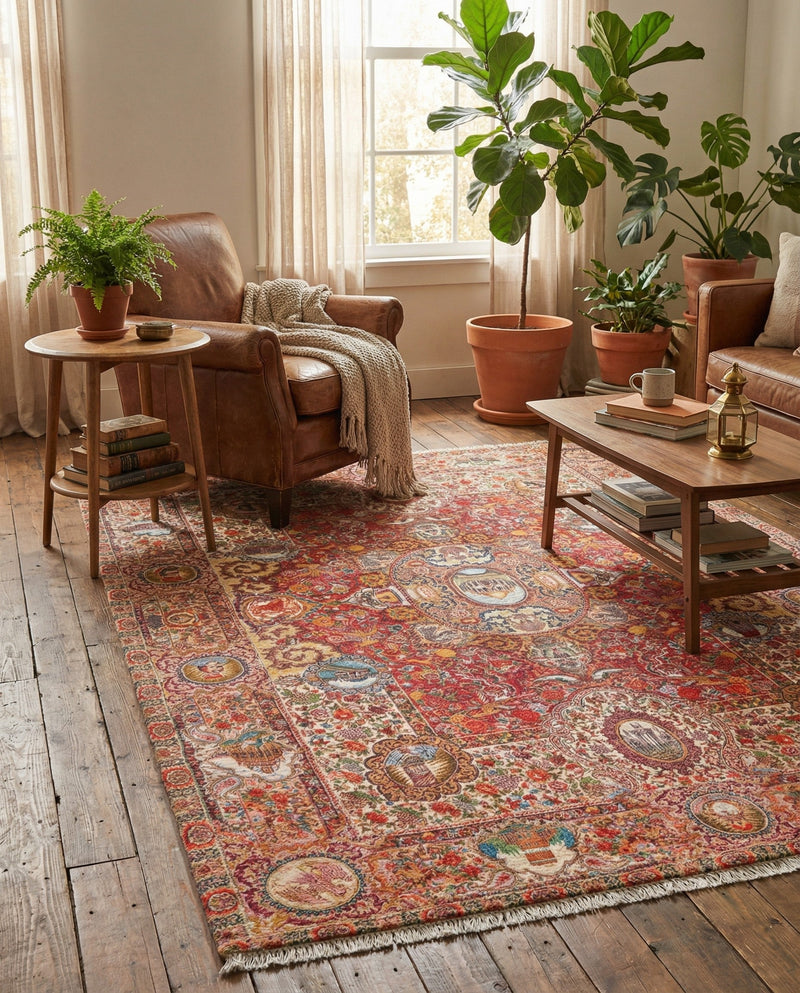 Bazaar Chic Collection Area Rug -  Khouribga Rectangle Rust Red  lifestyle 11
