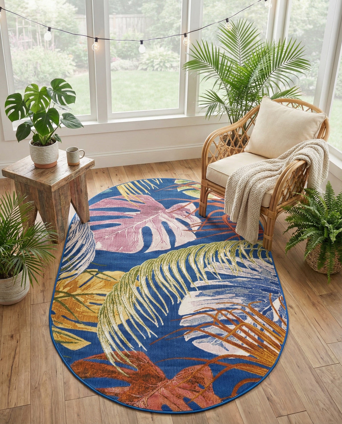 Meadow Breeze Collection Area Rug -  Clover Oval Multi  lifestyle 177