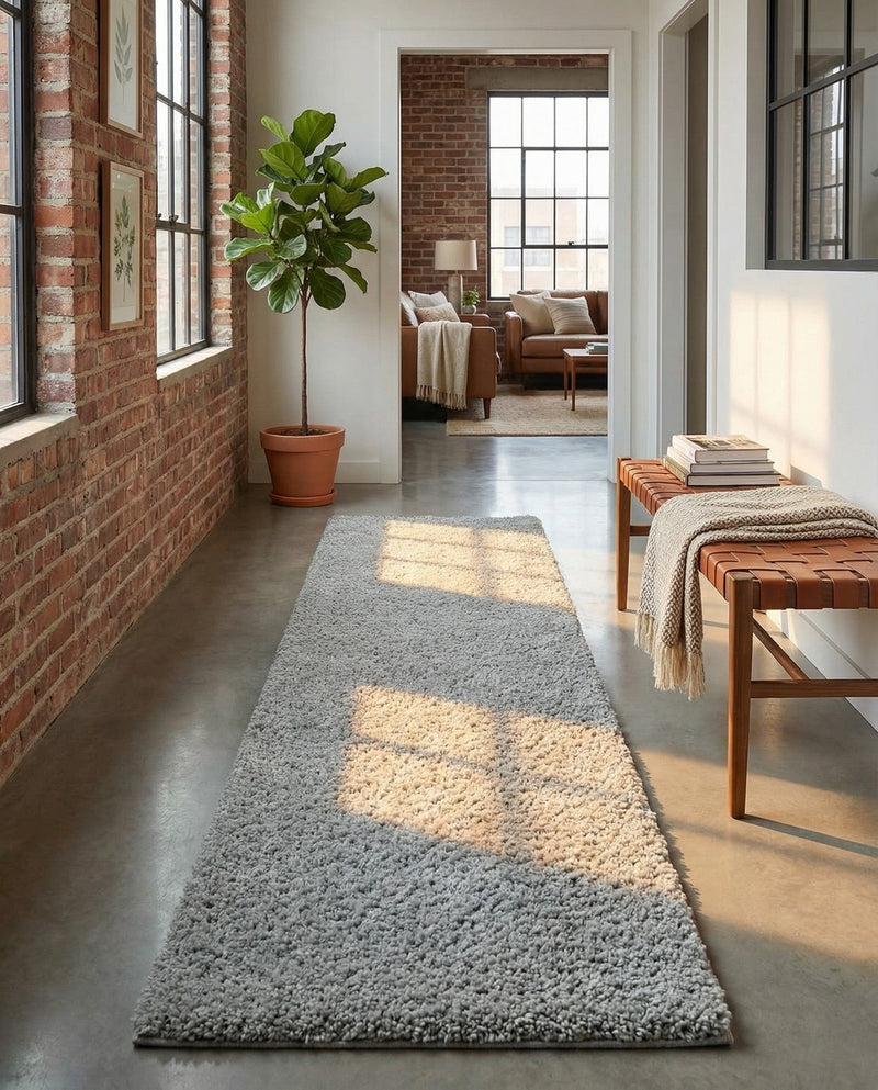 Cozy Comfort Shag Collection Area Rug - Haven (Cloud Gray) Runner Cloud Gray  lifestyle 75
