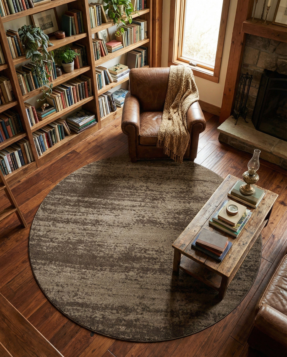 Studio Haven Collection Area Rug -  Gallery (Brown) Round Brown  lifestyle 94