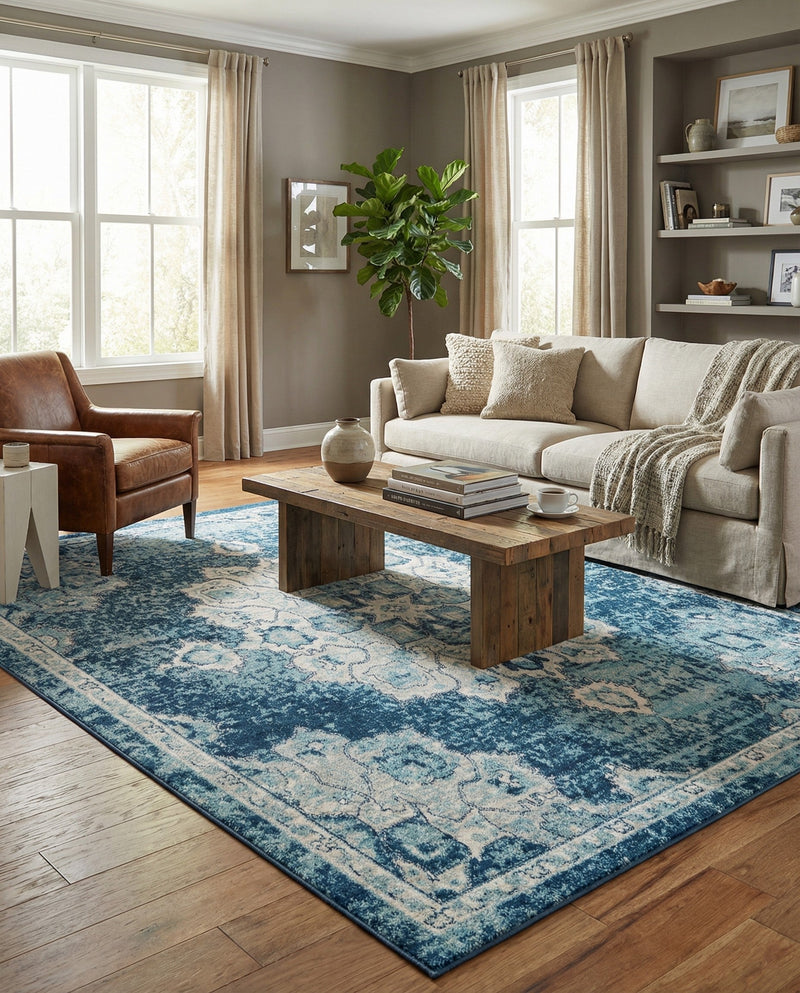 Beverly Grove Collection Area Rug - Melrose (Navy Blue) Rectangle Navy Blue  lifestyle 14