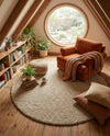 Cozy Comfort Shag Collection Area Rug - Haven (Khaki) Round Khaki  lifestyle 50