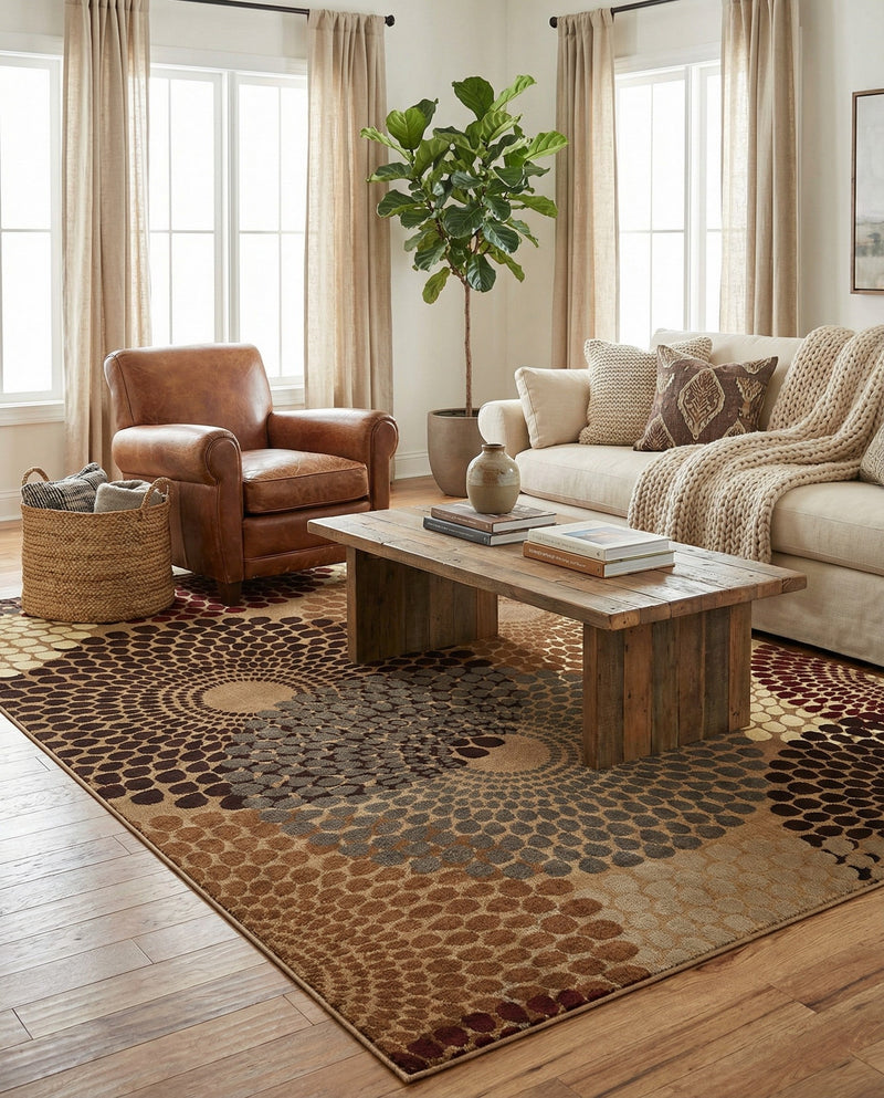 Bistro Lounge Collection Area Rug -  Cappuccino Rectangle Beige  lifestyle 15