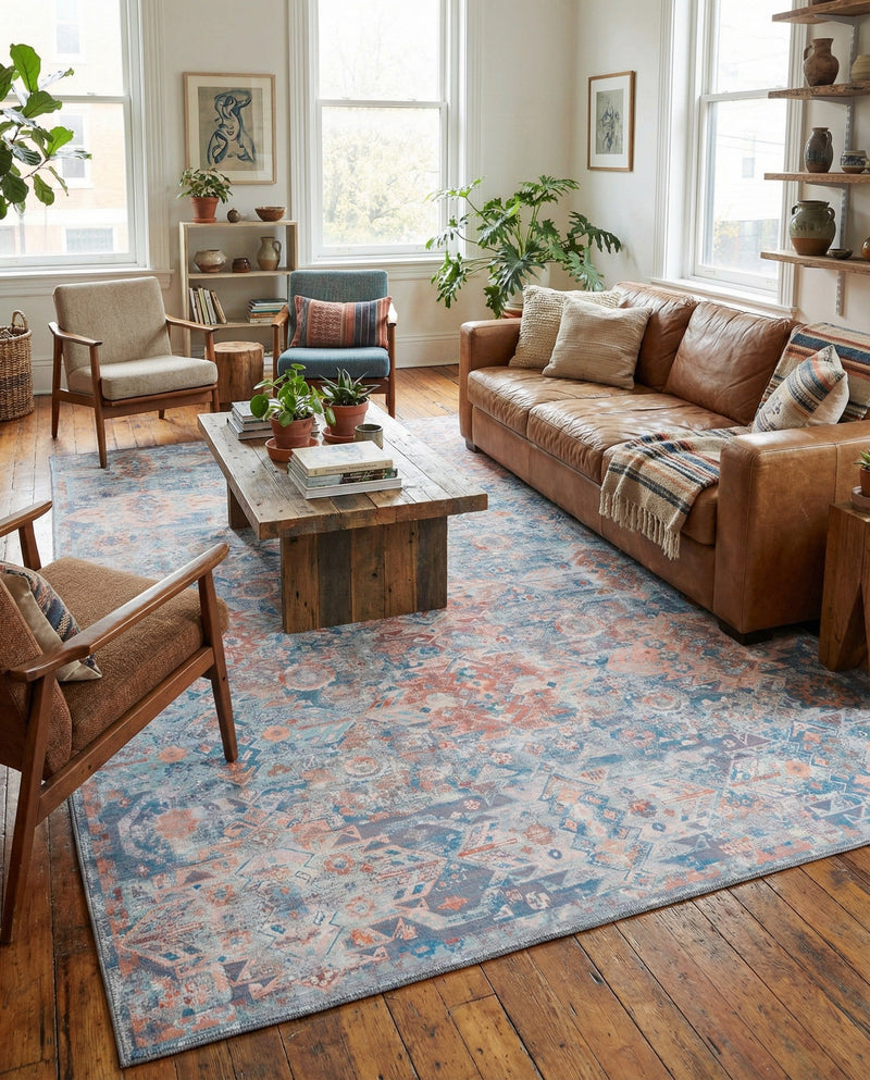 Heritage Elegance Collection Area Rug -  Potala Rectangle Blue  lifestyle 21