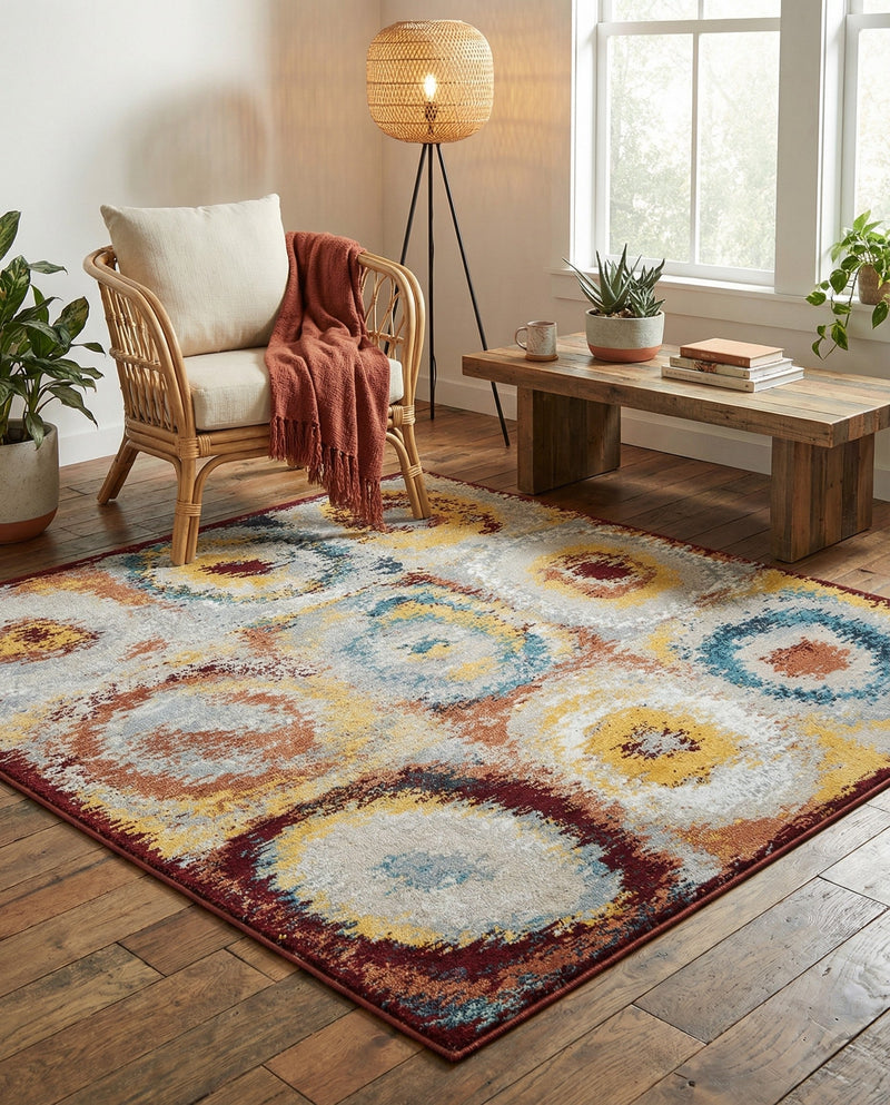 Aegean Elegance Washables Collection Area Rug -  Rhodes Square Multi  lifestyle 70
