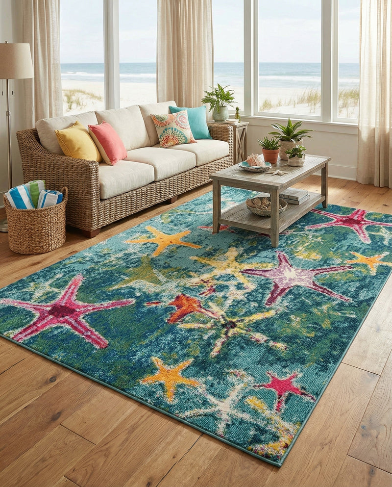 Sorrento Shores Collection Area Rug - Positano Rectangle Navy Blue  lifestyle 32