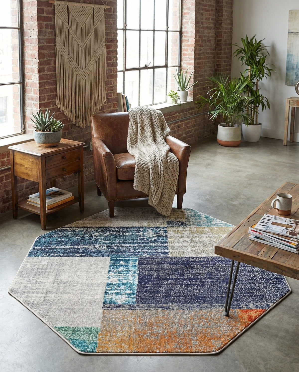 Colorburst Oasis Collection Area Rug - Palette Octagon Multi  lifestyle 61