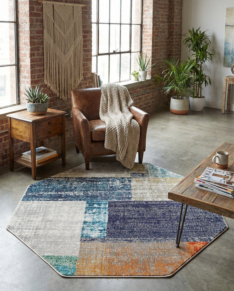 Colorburst Oasis Collection Area Rug - Palette Octagon Multi  lifestyle 61