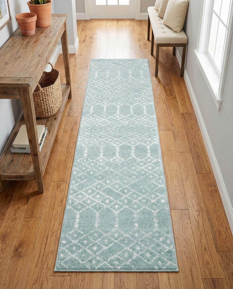 Marrakesh Lattice Collection Area Rug - Casablanca (Aqua) Runner Aqua  lifestyle 62