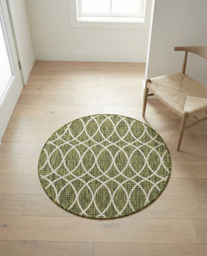 Savannah Pergola Collection Area Rug -  Pavilion (Green) Round Green  lifestyle 46