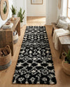 Berber Lattice Shag Collection Area Rug - Atlas (Black and White) Runner Black and White  lifestyle 45