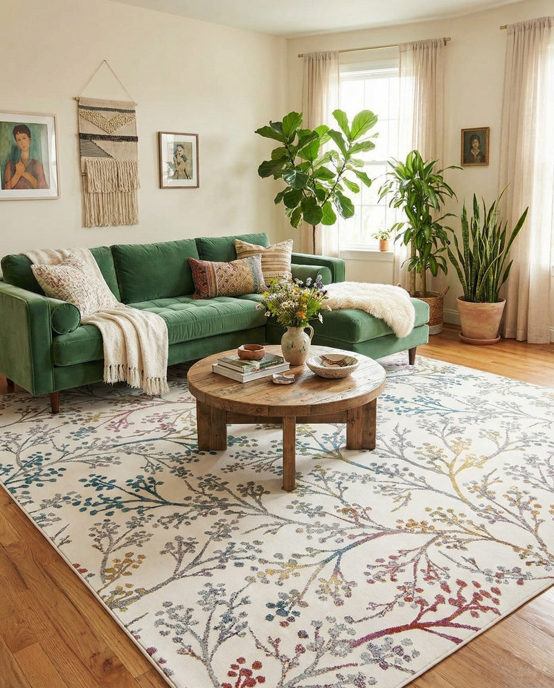Meadow Breeze Collection Area Rug -  Sunbeam Rectangle Ivory  lifestyle 38