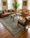 Persian Elegance Collection Area Rug -  Kerman (Blue) Rectangle Blue  lifestyle 33