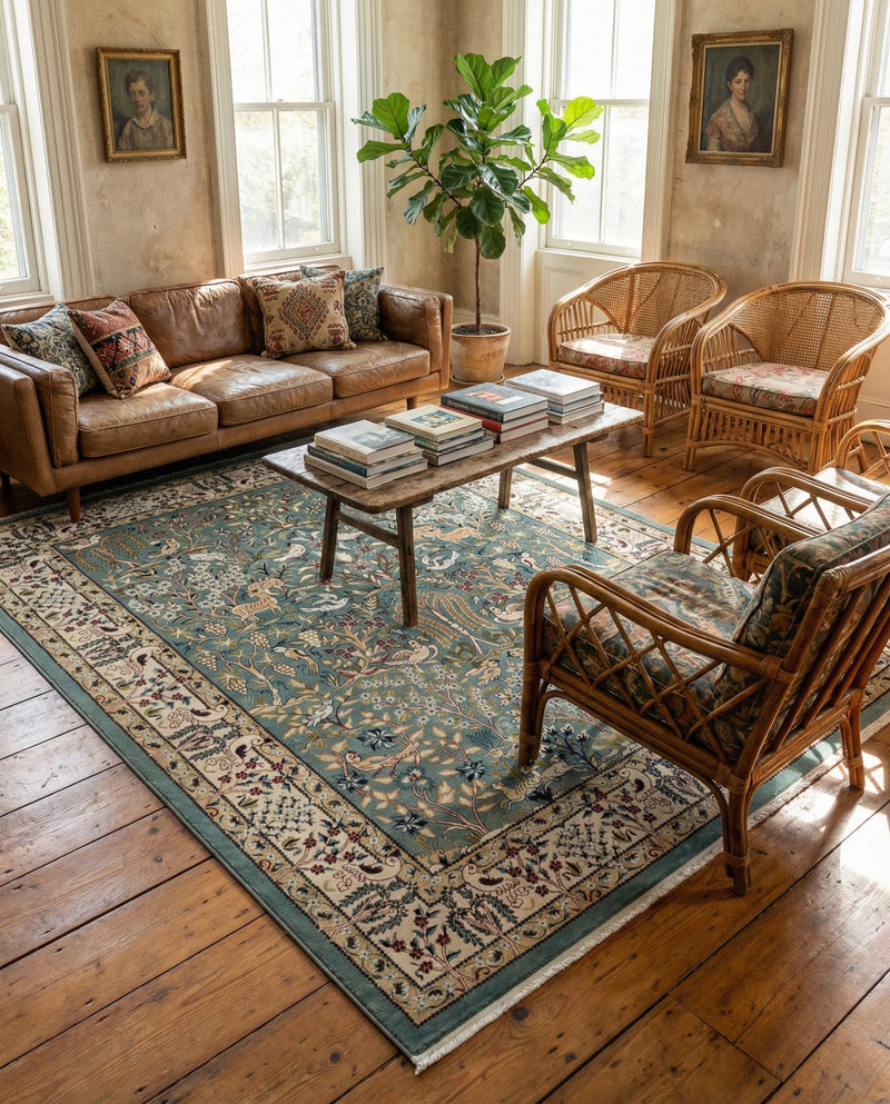 Persian Elegance Collection Area Rug -  Kerman (Blue) Rectangle Blue  lifestyle 33