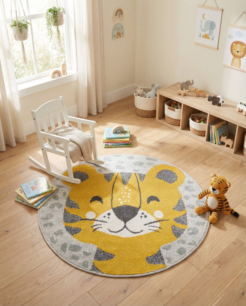 Wonder Tykes Collection Area Rug -  Doodle Round Gray  lifestyle 4