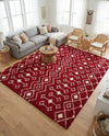 Berber Lattice Shag Collection Area Rug - Atlas (Burgundy Red) Square Burgundy Red  lifestyle 63