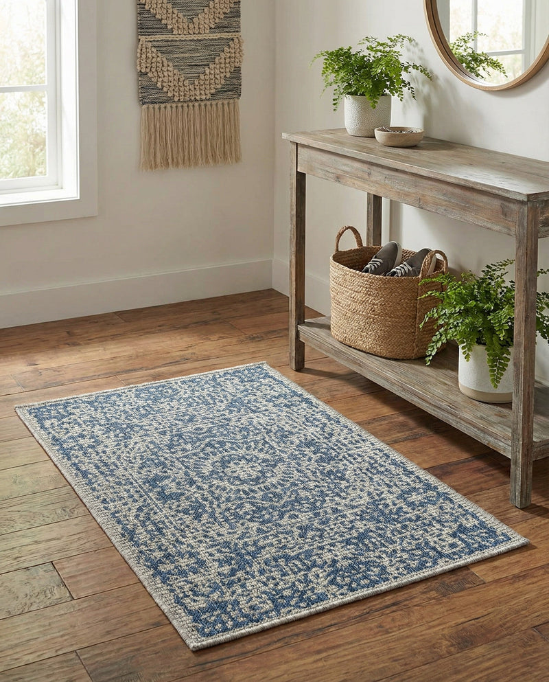 Patio Heritage Collection Area Rug - Savannah (Blue) Rectangle Blue  lifestyle 7