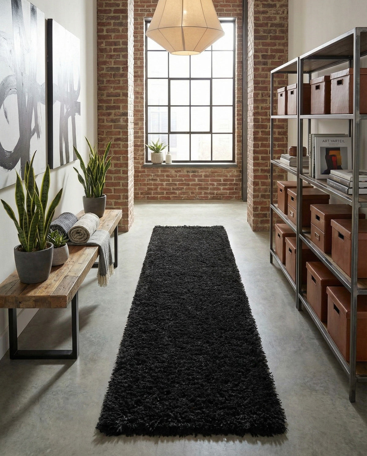 Eternal Plush Oasis Collection Area Rug -  Tranquility (Onyx Black) Runner Onyx Black  lifestyle 65